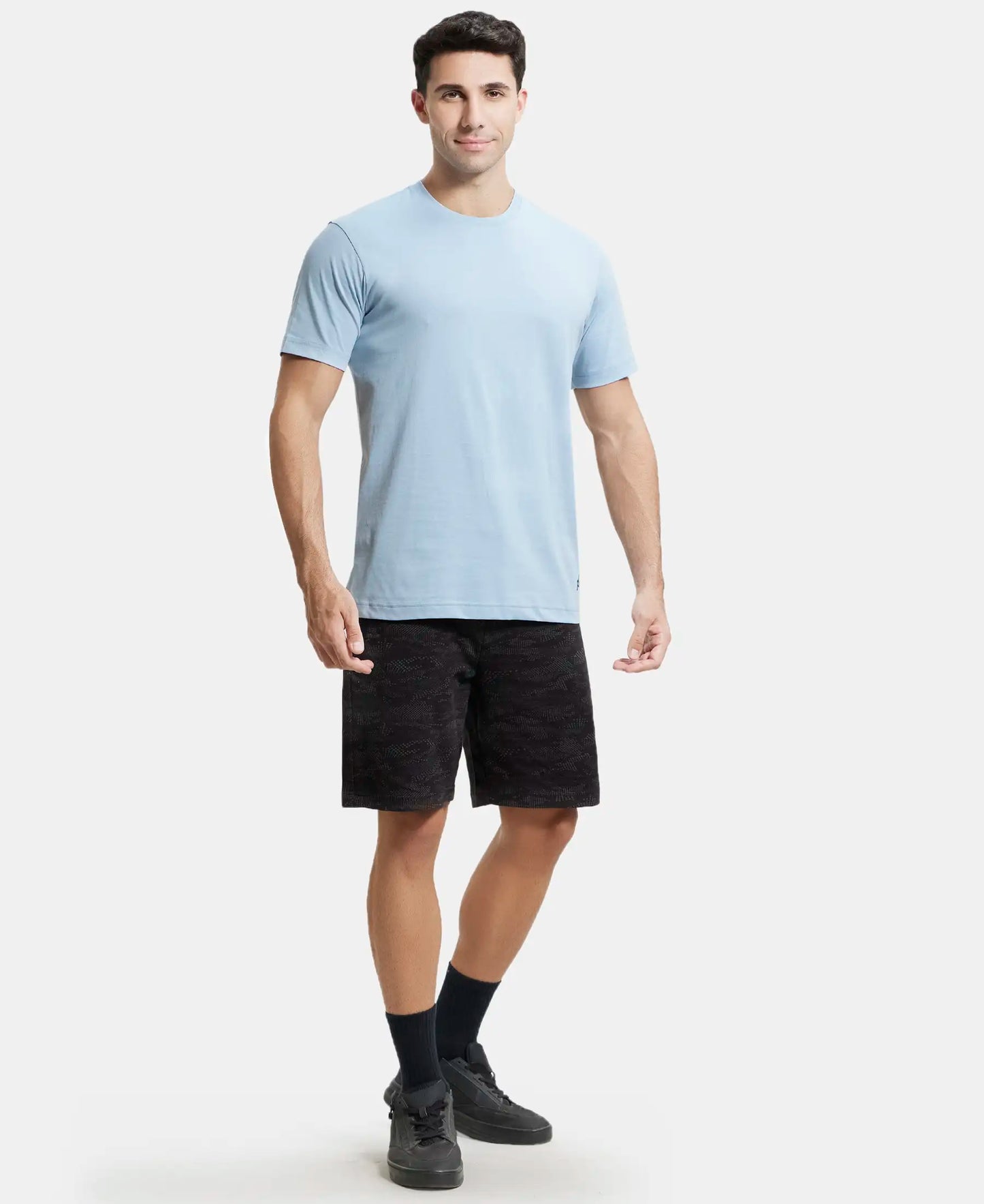 Super Combed Cotton Rich Round Neck Half Sleeve T-Shirt - Dusty Blue-4