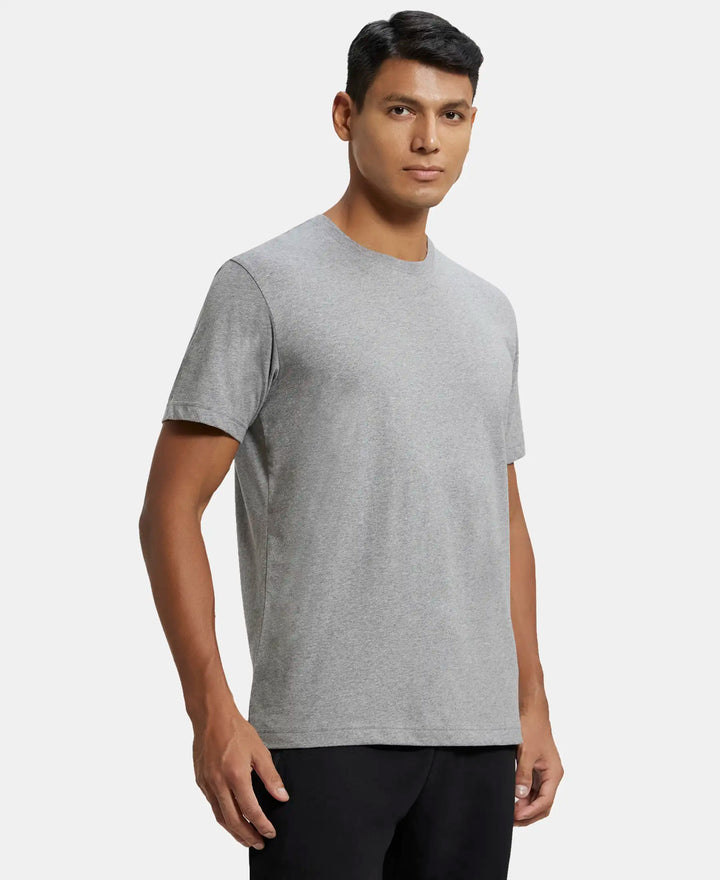 Super Combed Cotton Rich Round Neck Half Sleeve T-Shirt - Grey Melange-2