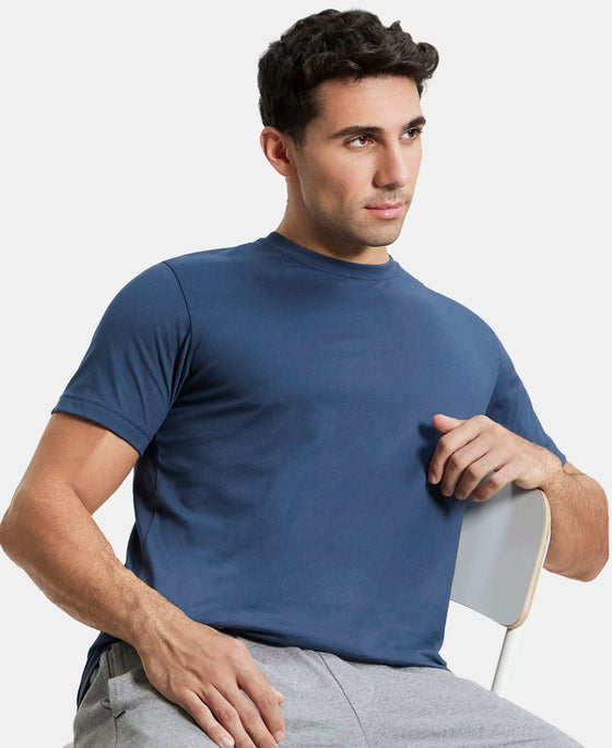 Super Combed Cotton Rich Round Neck Half Sleeve T-Shirt - Mid Night Navy-5