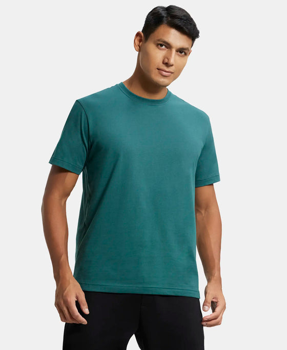 Super Combed Cotton Rich Round Neck Half Sleeve T-Shirt - Pacific Green-2