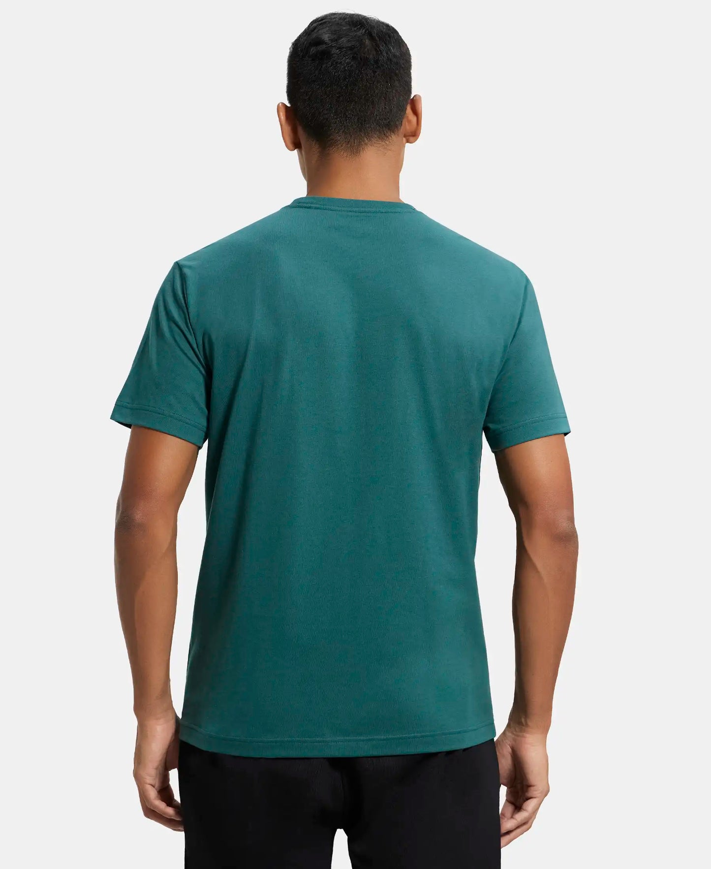 Super Combed Cotton Rich Round Neck Half Sleeve T-Shirt - Pacific Green-3