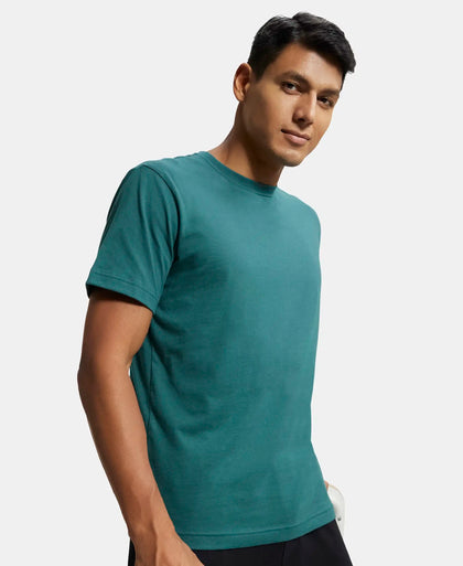 Super Combed Cotton Rich Round Neck Half Sleeve T-Shirt - Pacific Green-5