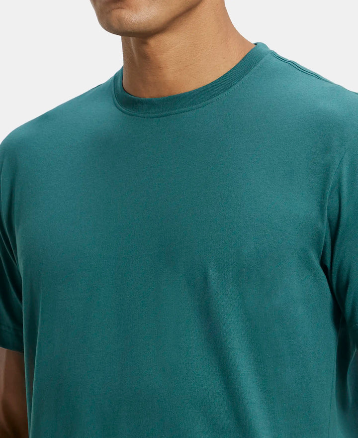 Super Combed Cotton Rich Round Neck Half Sleeve T-Shirt - Pacific Green-6