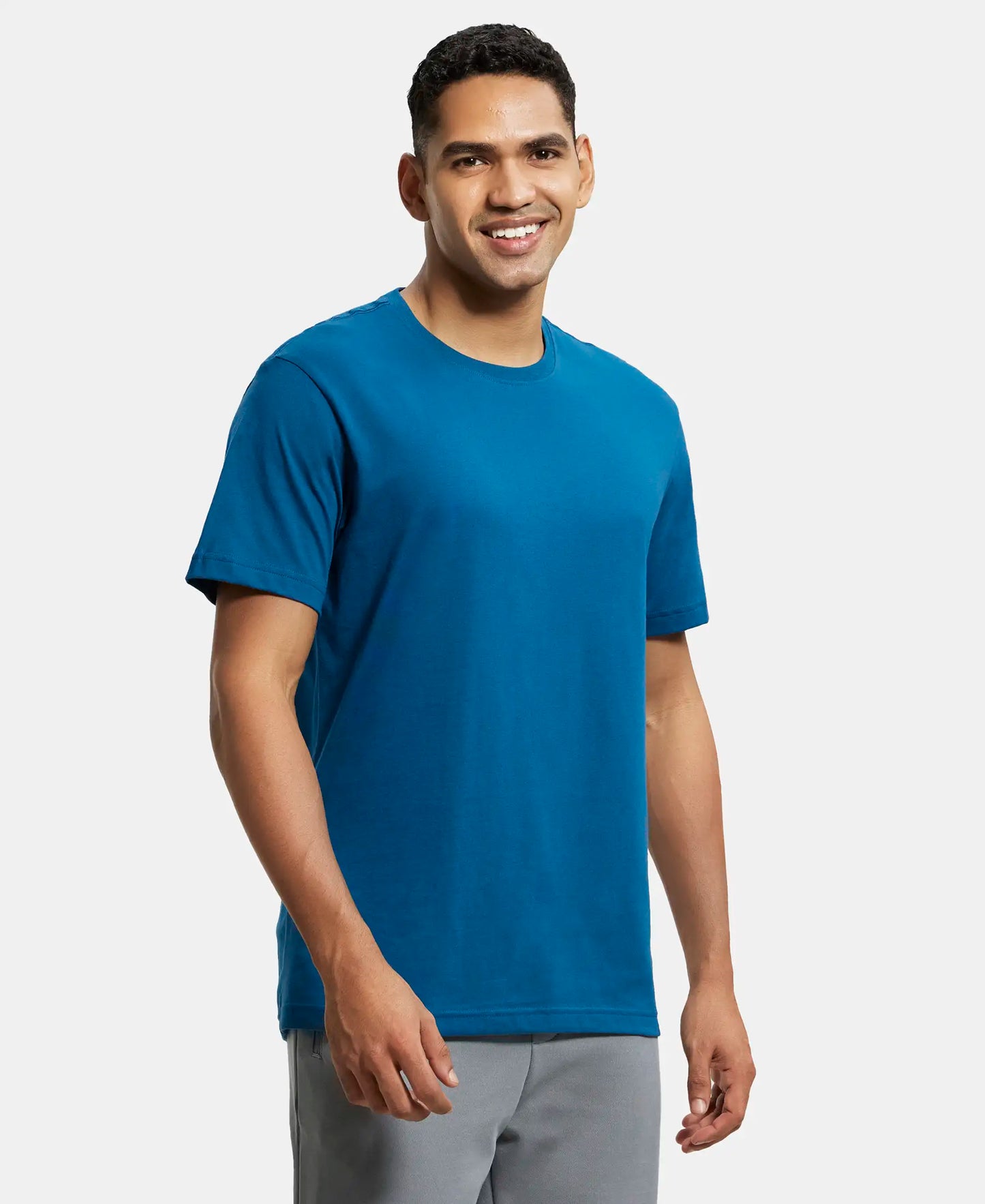Super Combed Cotton Rich Round Neck Half Sleeve T-Shirt - Seaport Teal-2