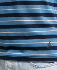 Super Combed Cotton Rich Striped Round Neck Half Sleeve T-Shirt - Navy & Steller-7