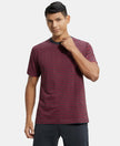 Super Combed Cotton Rich Striped Round Neck Half Sleeve T-Shirt - True Black & Shanghai Red-1