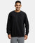 Super Combed Cotton French Terry Solid Sweatshirt with Ribbed Cuffs - Black-1