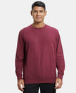 Super Combed Cotton French Terry Solid Sweatshirt with Ribbed Cuffs - Burgundy-1