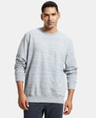 Super Combed Cotton French Terry Solid Sweatshirt with Ribbed Cuffs - Grey Snow Melange-1