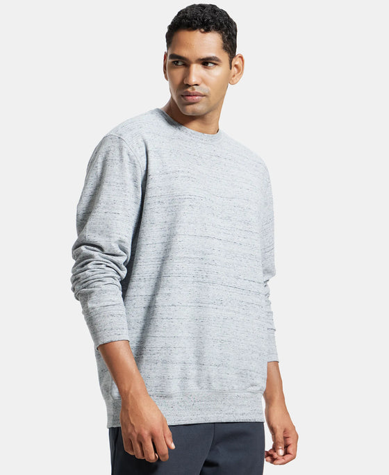 Super Combed Cotton French Terry Solid Sweatshirt with Ribbed Cuffs - Grey Snow Melange-2