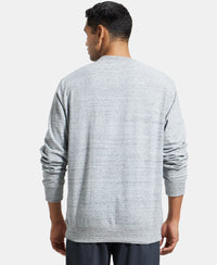 Super Combed Cotton French Terry Solid Sweatshirt with Ribbed Cuffs - Grey Snow Melange-3