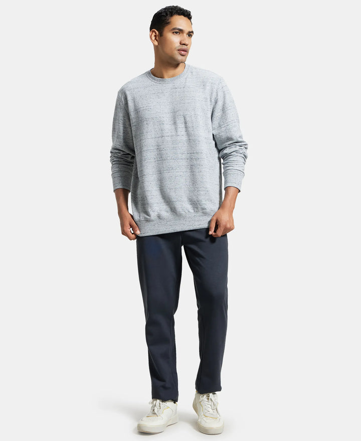 Super Combed Cotton French Terry Solid Sweatshirt with Ribbed Cuffs - Grey Snow Melange-4
