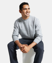 Super Combed Cotton French Terry Solid Sweatshirt with Ribbed Cuffs - Grey Snow Melange-5