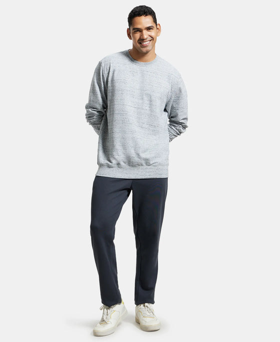 Super Combed Cotton French Terry Solid Sweatshirt with Ribbed Cuffs - Grey Snow Melange-6