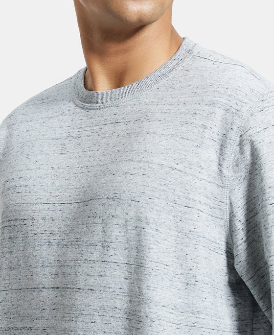 Super Combed Cotton French Terry Solid Sweatshirt with Ribbed Cuffs - Grey Snow Melange-7
