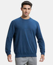 Super Combed Cotton French Terry Solid Sweatshirt with Ribbed Cuffs - Petrol-1