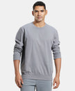 Super Combed Cotton French Terry Solid Sweatshirt with Ribbed Cuffs - Performance Grey-1