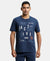 Super Combed Cotton Rich Graphic Printed Round Neck Half Sleeve T-Shirt - Navy-1