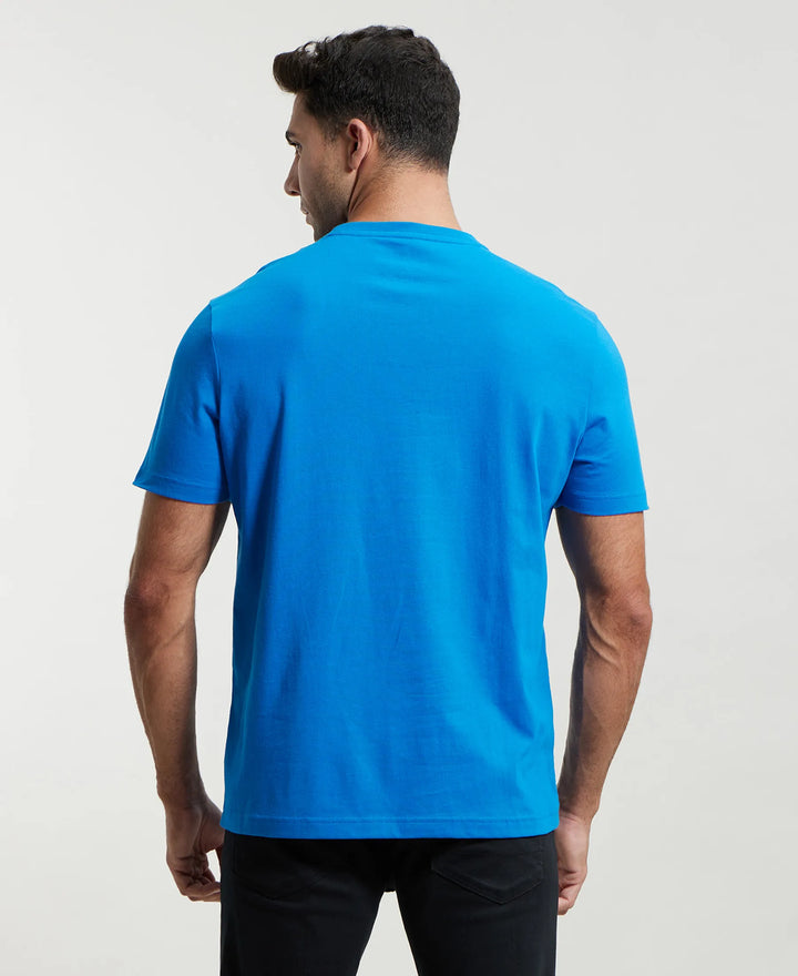 Super Combed Cotton Rich Graphic Printed Round Neck Half Sleeve T-Shirt - Neon Blue-3