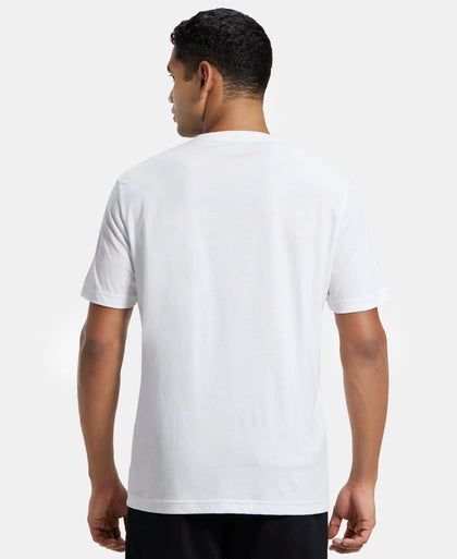 Super Combed Cotton Rich Graphic Printed Round Neck Half Sleeve T-Shirt - White-3