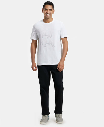 Super Combed Cotton Rich Graphic Printed Round Neck Half Sleeve T-Shirt - White-4