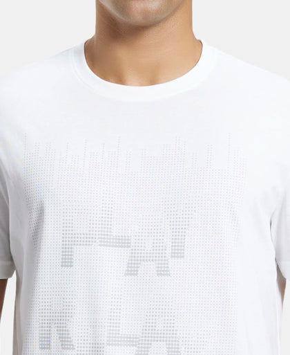 Super Combed Cotton Rich Graphic Printed Round Neck Half Sleeve T-Shirt - White-6