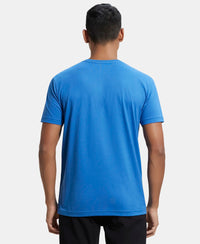Super Combed Cotton Rich Solid V Neck Half Sleeve T-Shirt  - Bright Cobalt-3