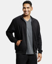 Super Combed Cotton French Terry Jacket with Ribbed Cuffs - Black-1