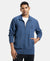 Super Combed Cotton French Terry Jacket with Ribbed Cuffs - Blue Snow Melange-1