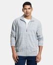 Super Combed Cotton French Terry Jacket with Ribbed Cuffs - Grey Snow Melange-1