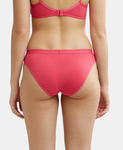 Medium Coverage Super Combed Cotton Elastane Stretch Bikini With Exposed Waistband and StayFresh Treatment - Black-3