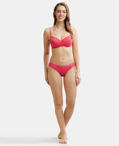 Medium Coverage Super Combed Cotton Elastane Stretch Bikini With Exposed Waistband and StayFresh Treatment - Black-4