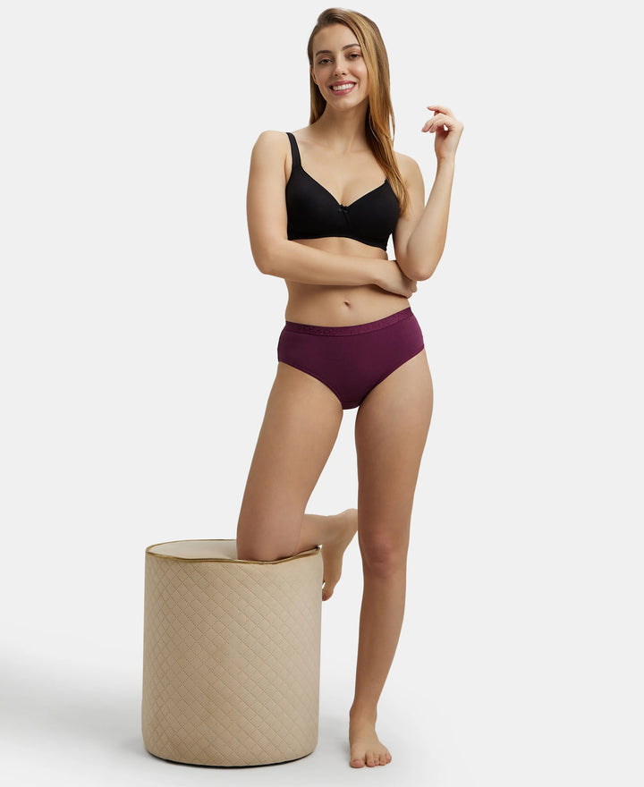 High Coverage Super Combed Cotton Elastane Mid Waist Hipster With Exposed Waistband - Assorted Colors-10