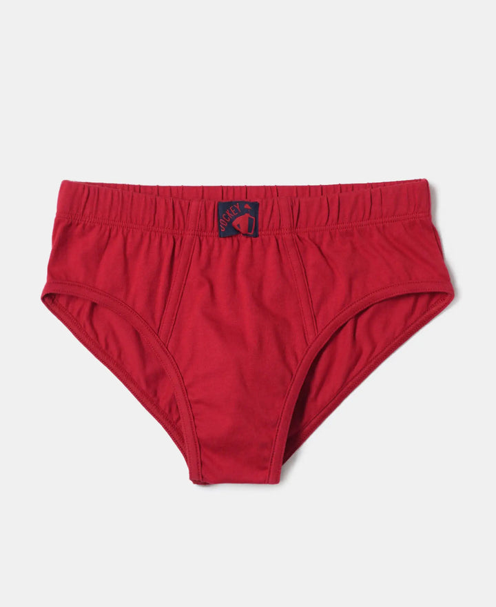 Super Combed Cotton Solid Brief with Ultrasoft Waistband - Assorted-17