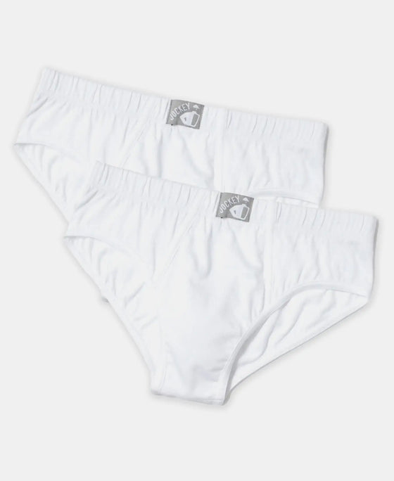 Super Combed Cotton Solid Brief with Ultrasoft Waistband - White-1