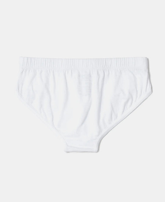 Super Combed Cotton Solid Brief with Ultrasoft Waistband - White-3