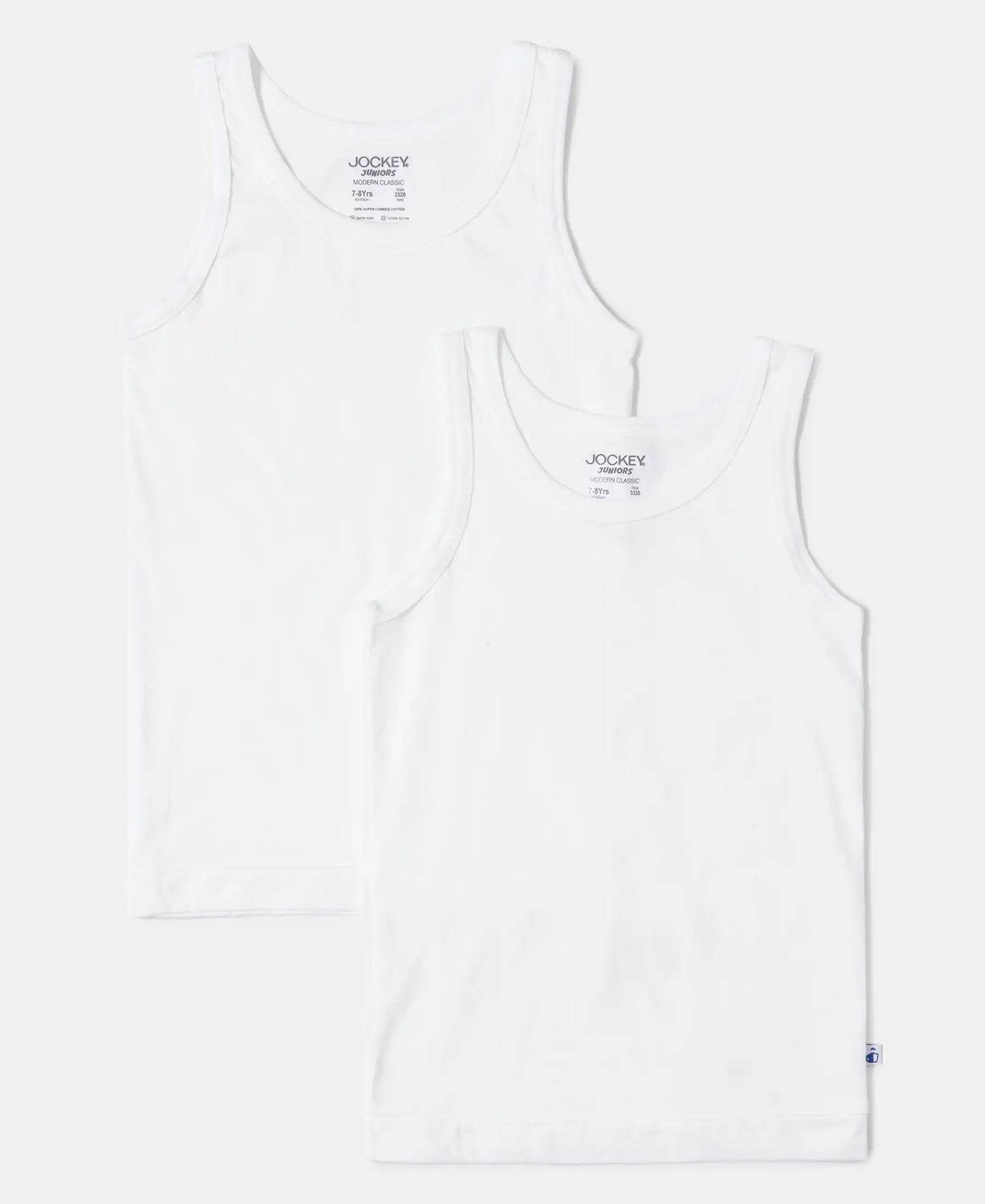 Super Combed Cotton Round Neck Sleeveless Vest - White-1