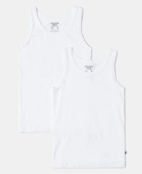 Super Combed Cotton Round Neck Sleeveless Vest - White-1