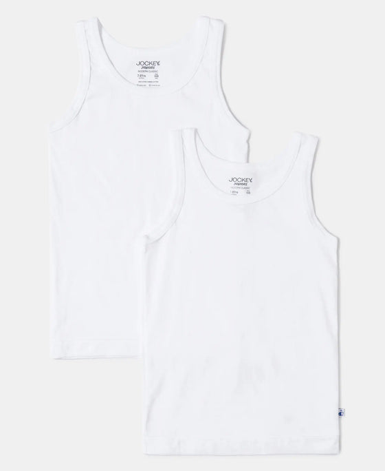 Super Combed Cotton Round Neck Sleeveless Vest - White-1