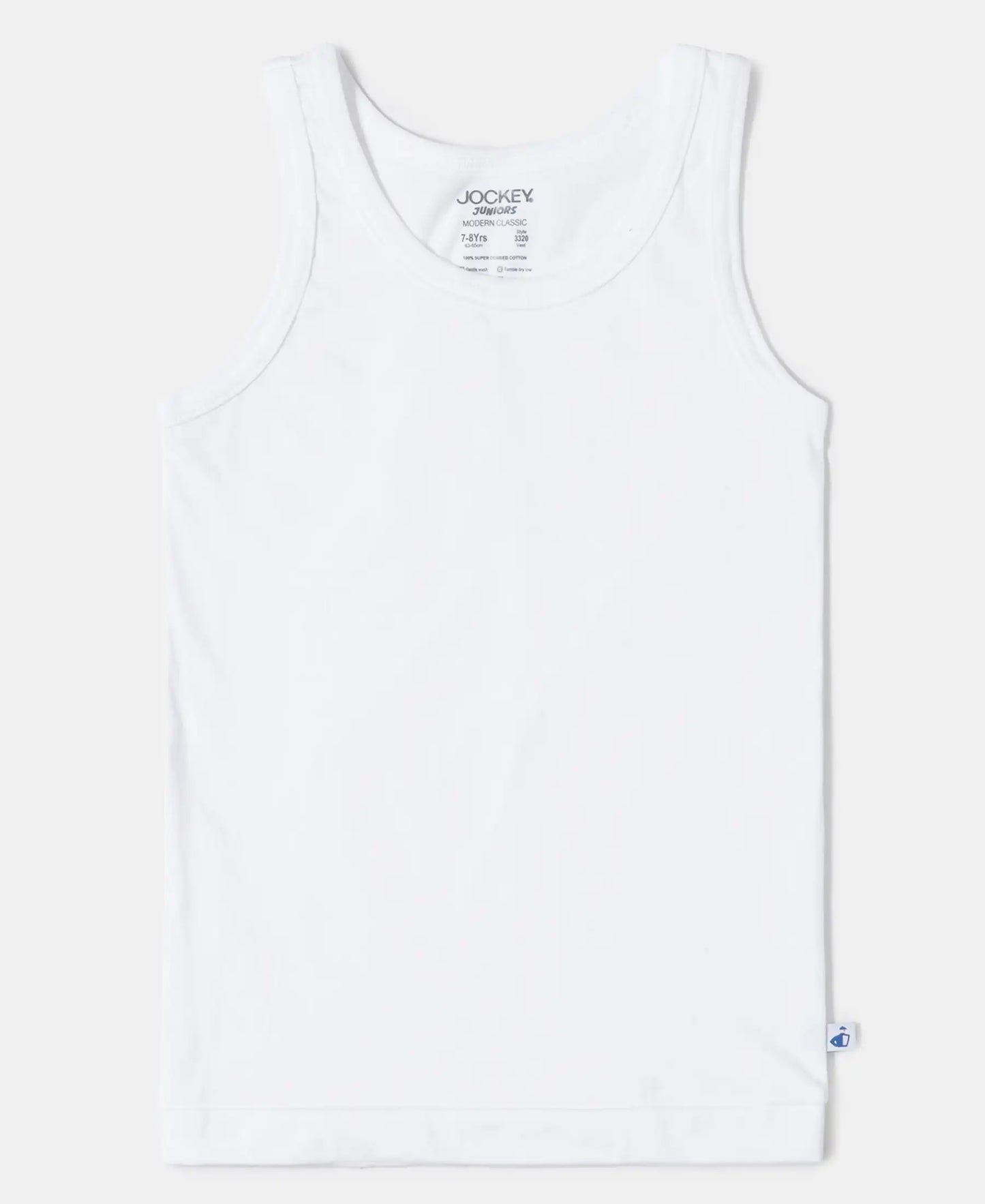 Super Combed Cotton Round Neck Sleeveless Vest - White-2