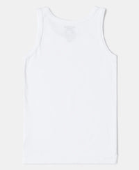 Super Combed Cotton Round Neck Sleeveless Vest - White-3