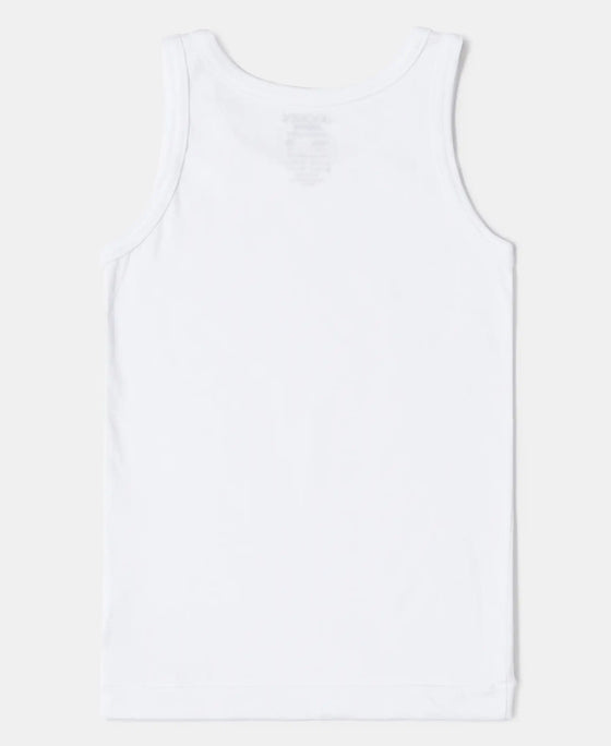 Super Combed Cotton Round Neck Sleeveless Vest - White-3