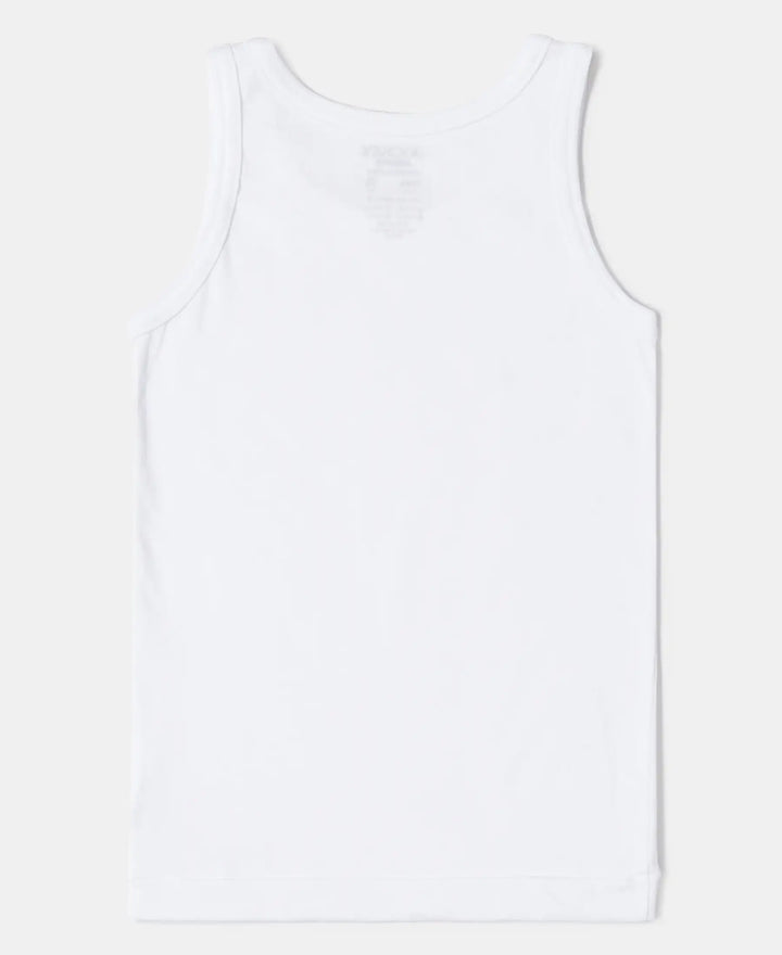 Super Combed Cotton Round Neck Sleeveless Vest - White-3