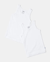 Super Combed Cotton Round Neck Sleeveless Vest - White-5