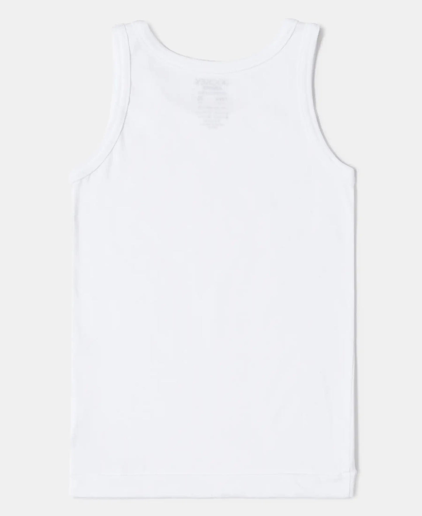 Super Combed Cotton Round Neck Sleeveless Vest - White-3