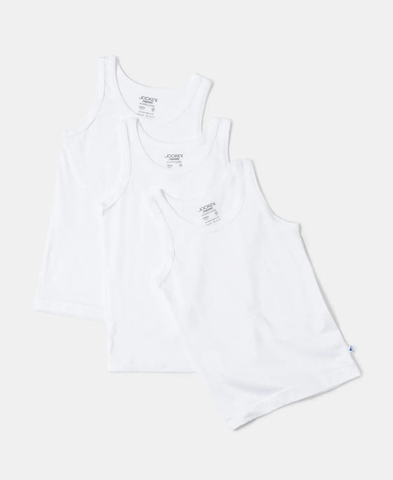 Super Combed Cotton Round Neck Sleeveless Vest - White (Pack of 3)