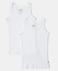 Super Combed Cotton Rib Fabric Sleeveless Vest - White-1