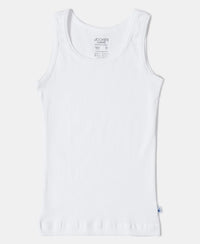 Super Combed Cotton Rib Fabric Sleeveless Vest - White-2