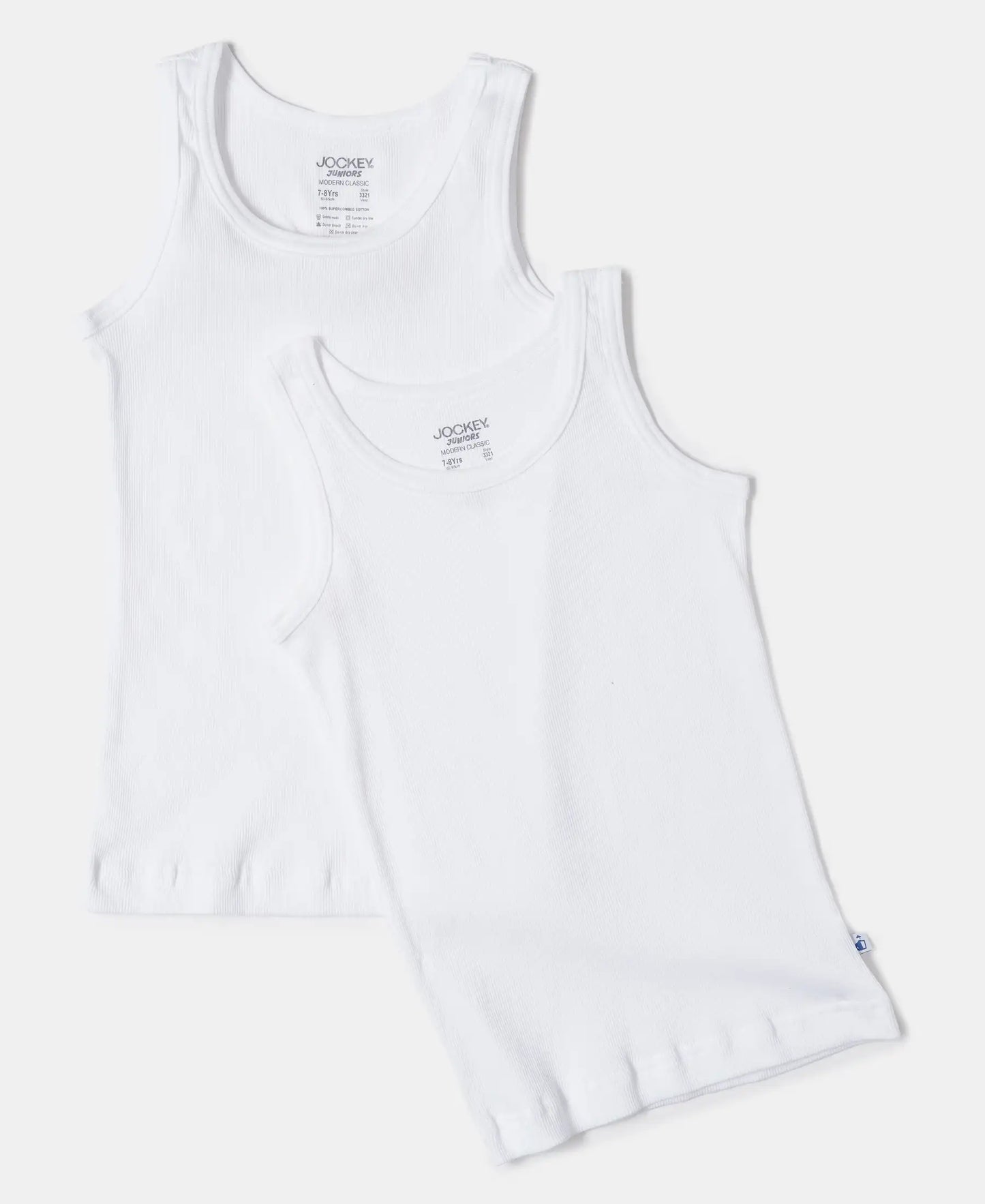 Super Combed Cotton Rib Fabric Sleeveless Vest - White-5
