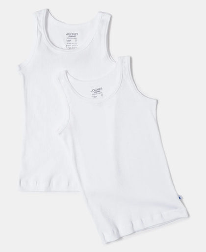 Super Combed Cotton Rib Fabric Sleeveless Vest - White-5